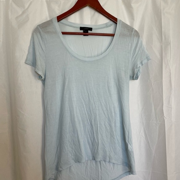J CREW Women’s Pale Blue Lyocell Round Neck Lightweight Short Sleeve Size Small - Picture 11 of 11